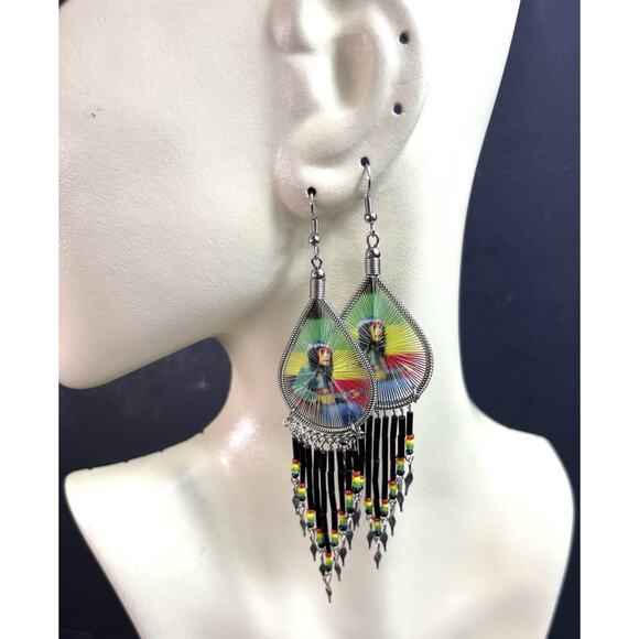 5 Pairs Handmade Earrings – Murano Style Glass & Rasta Bob Marley Design – Made - Picture 2 of 7